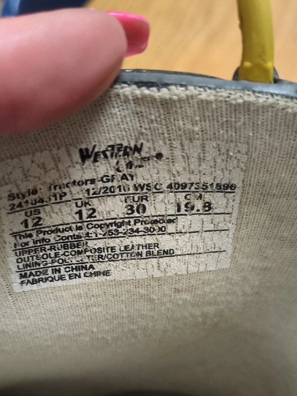 Western Chief Gray Rain Boots with Yellow Tractor Accents